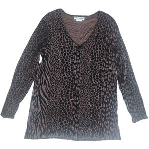 Vintage Leopard Animal Print Velvet Cardigan